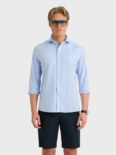 CAMISA OXFORD DYE TIE COLLAR CELESTE