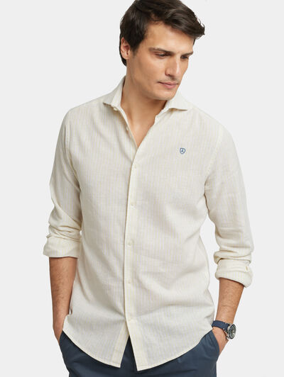 CAMISA LINO RAYAS JK AMARILLO