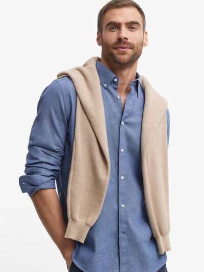 CAMISA LINO C.BOTON AZUL