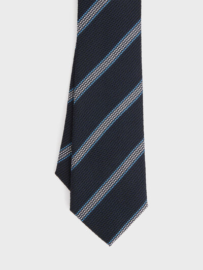 CORBATA GRENADINE RAYAS AZUL MARINO