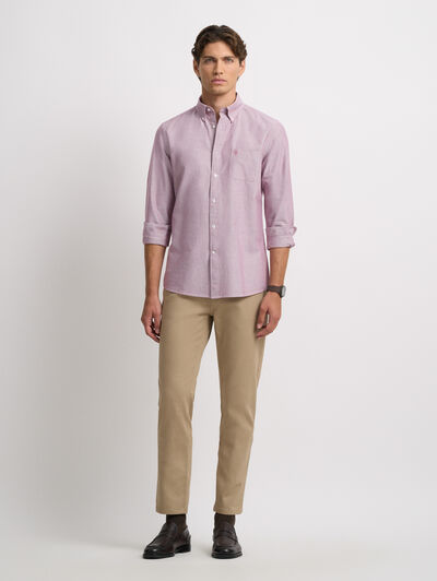 CAMISA OXFORD POCKET BURDEOS