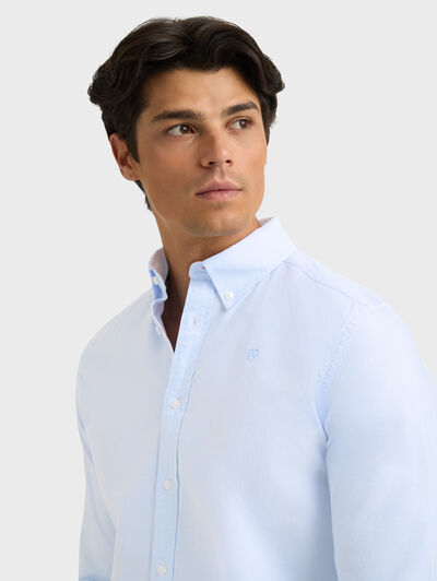 CAMISA OXFORD MIL RAYAS CELESTE