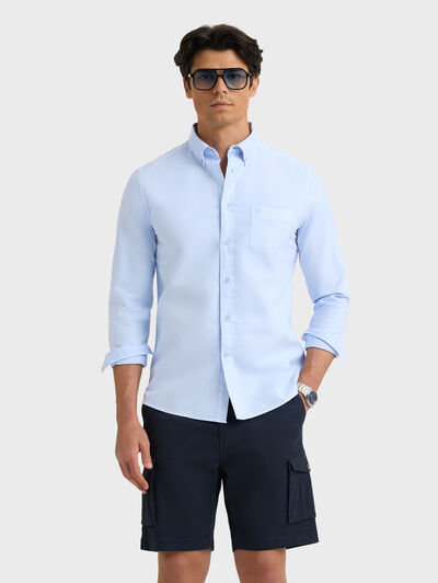 CAMISA OXFORD POCKET DYE CELESTE