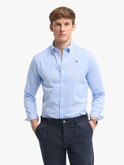 CAMISA RAYAS DUTTON CELESTE