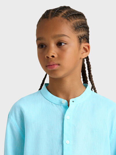 CAMISA LINO MAO KIDS VERDE AGUA
