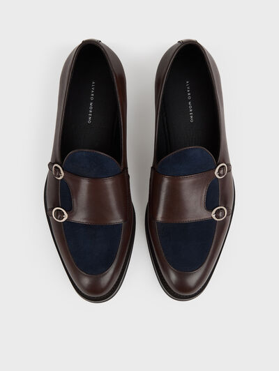 MOCASIN HEBILLAS BICOLOR AZUL MARINO