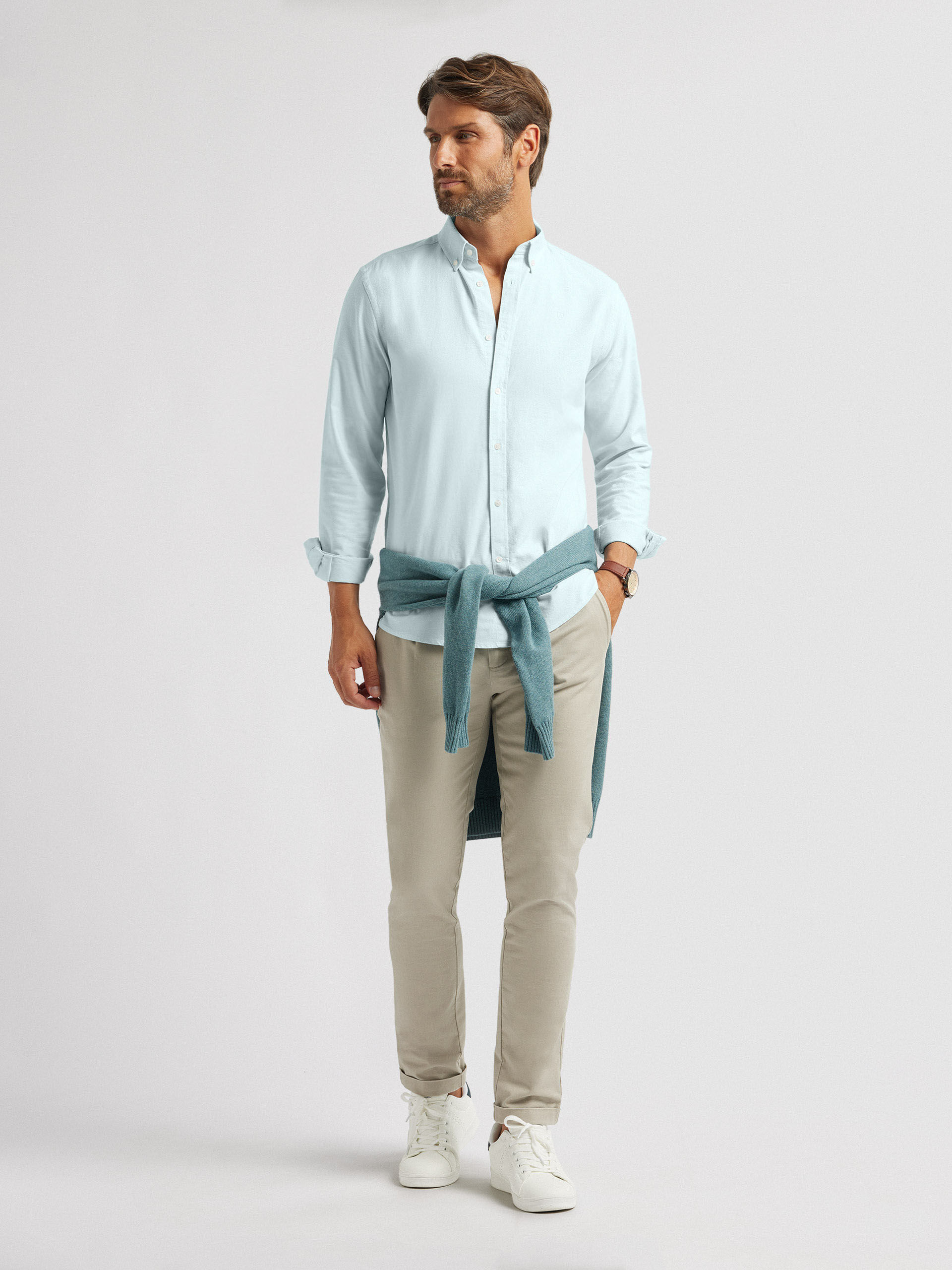 Camisa verde agua hombre hot sale