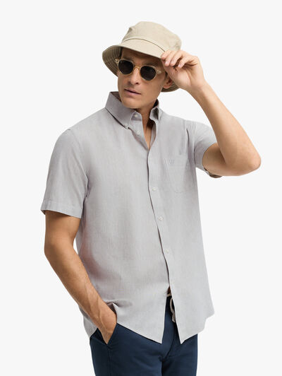CAMISA LINO M. CORTA VERDE