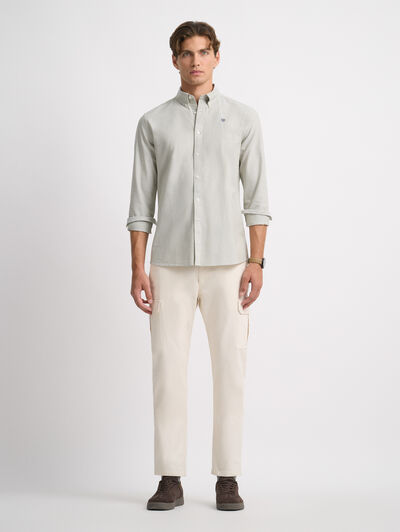 CAMISA OXFORD RAYAS DOWN VERDE