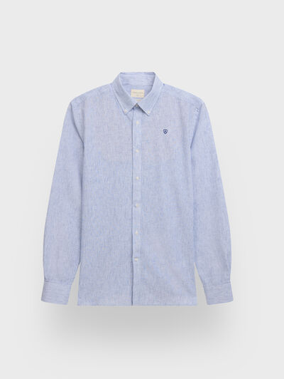 CAMISA LINO MIL RAYAS AZUL MARINO