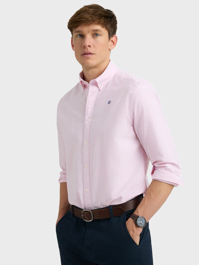 CAMISA OXFORD RAYAS ROSA