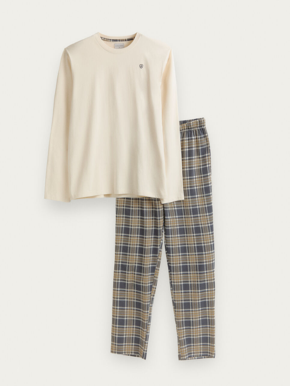 PIJAMA FRANELA CUADROS CRUDO