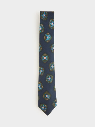 CORBATA PRINTED AZUL MARINO