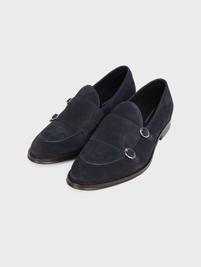 MOCASIN DOBLE HEBILLA AZUL MARINO
