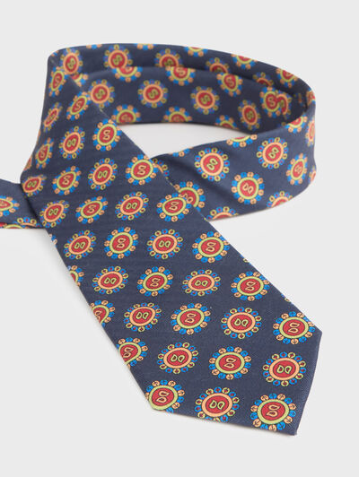 CORBATA PRINTED AZUL MARINO