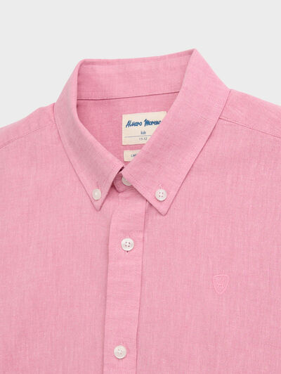 CAMISA LINO C.BOTON KIDS CORAL