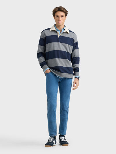 SUDADERA POLO RAYAS GRIS