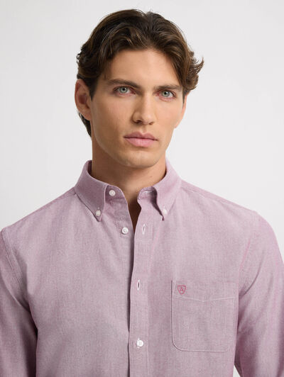 CAMISA OXFORD POCKET BURDEOS