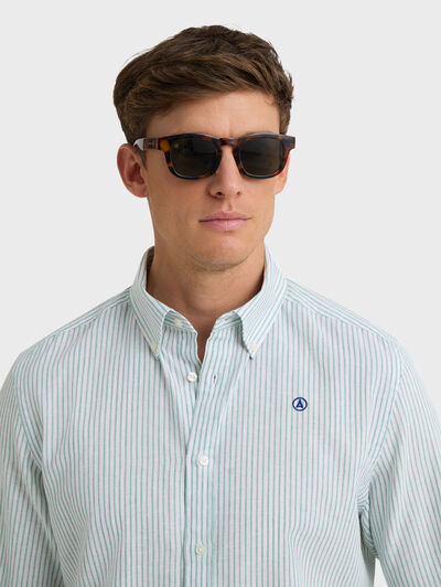 CAMISA LINO STRIPES VERDE