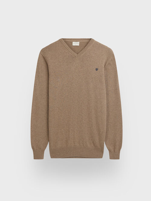 JERSEY V-NECK TRENDY CAMEL