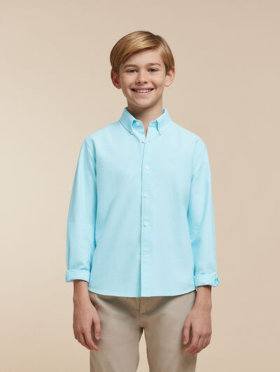 CAMISA OXFORD SOLID KIDS VERDE AGUA