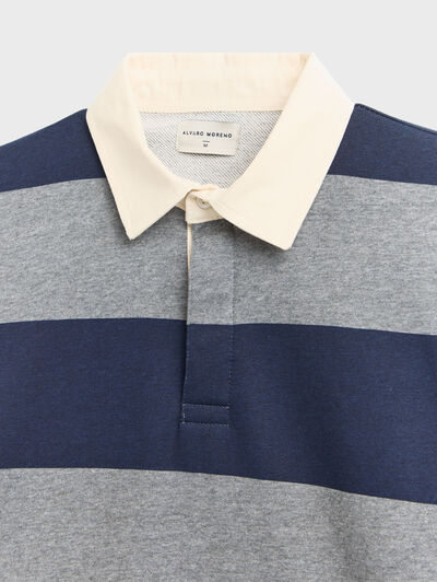 SUDADERA POLO RAYAS GRIS