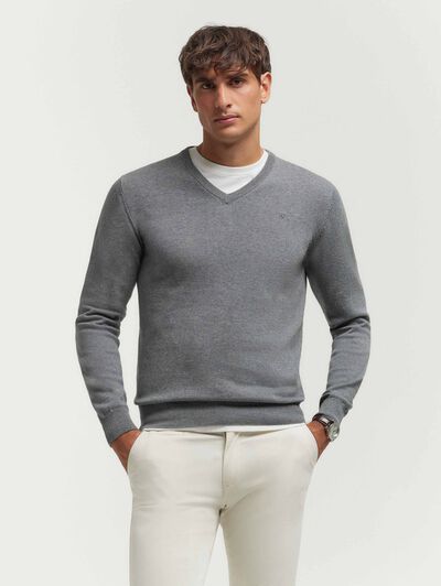JERSEY V-NECK TRENDY GRIS