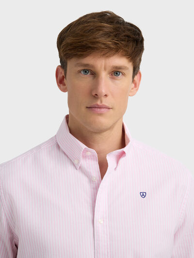 CAMISA OXFORD RAYAS ROSA