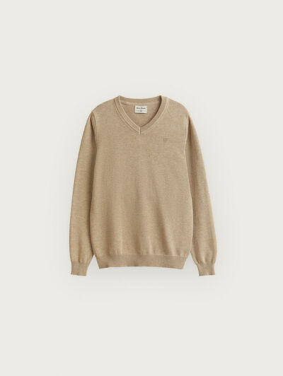 JERSEY V-NECK KIDS CAMEL