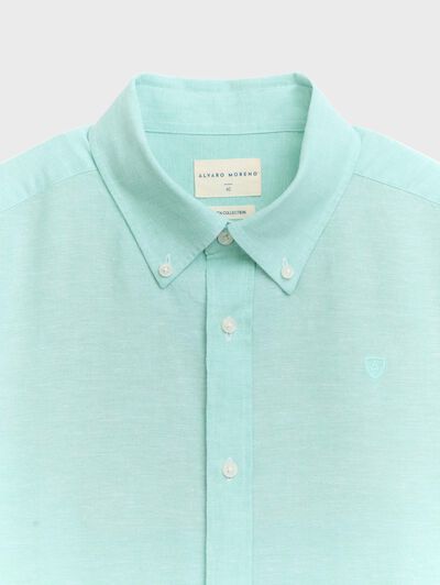 CAMISA LINO C.BOTON VERDE