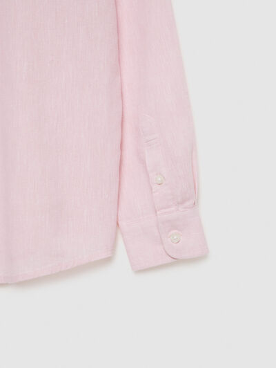 CAMISA LINO C. BOTON KIDS SALM&Oacute;N