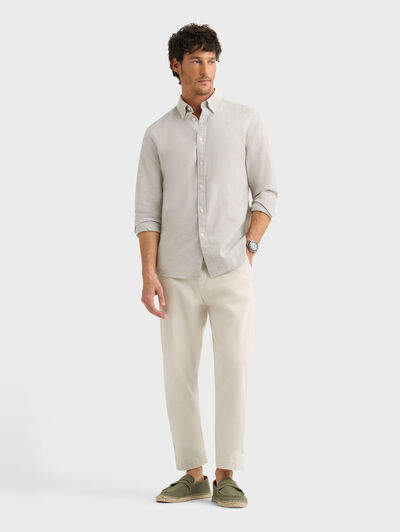 CAMISA LINO C.BOTON VERDE