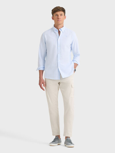 CAMISA OXFORD STRIPES CELESTE