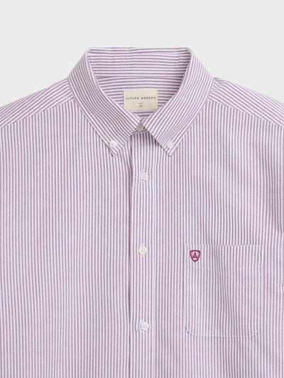 CAMISA OXFORD STRIPES BURDEOS