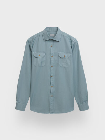 CAMISA PANAMA BOLSILLOS AZUL