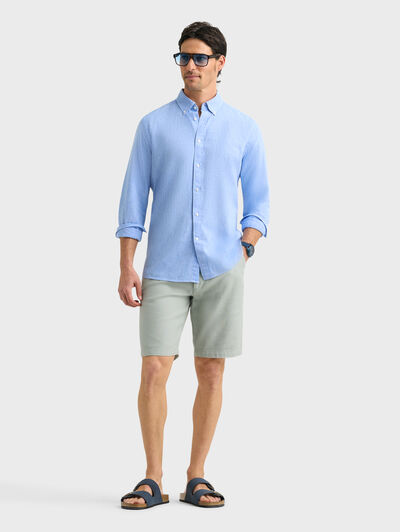 CAMISA LINO C.BOTON AZUL
