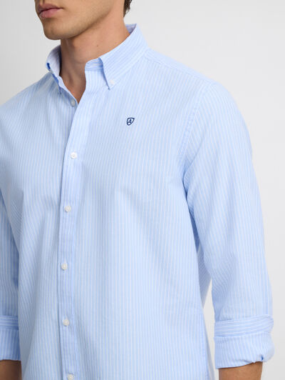 CAMISA OXFORD RAYAS DOWN CELESTE