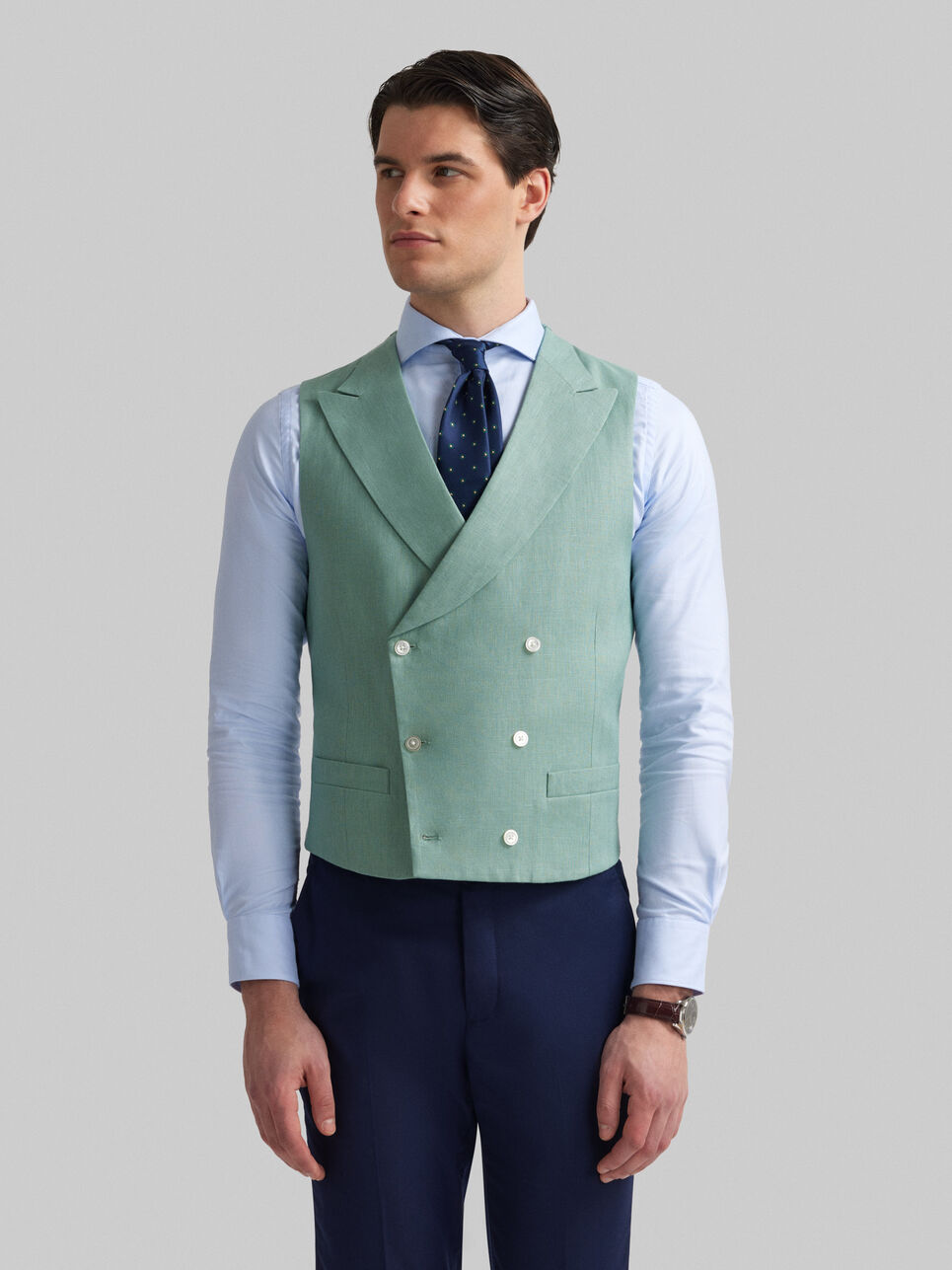 Trajes De Novio Alvaro Moreno CHALECO LINO VERDE AGUA