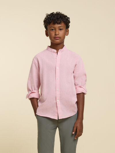 CAMISA LINO MAO KIDS CORAL