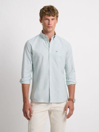 CAMISA MIL RAYAS POCKET VERDE