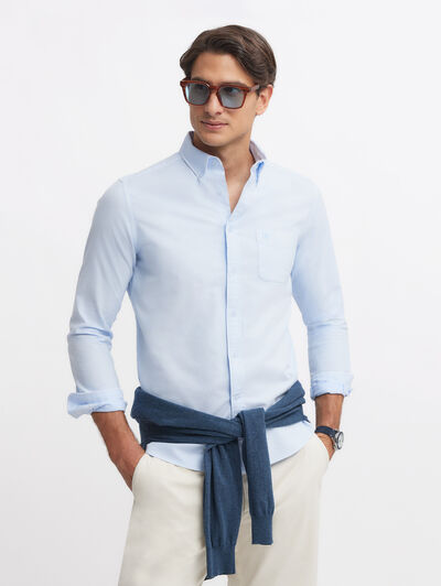 CAMISA OXFORD POCKET DYE CELESTE