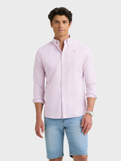 CAMISA OXFORD MIL RAYAS BURDEOS