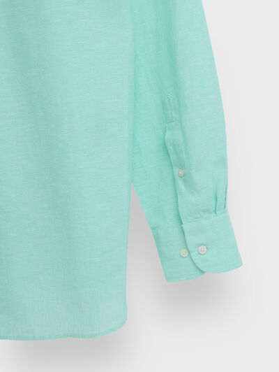 CAMISA LINO CHAMBRAY VERDE AGUA