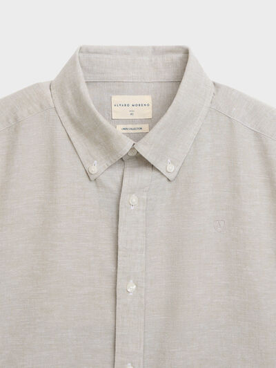 CAMISA LINO C.BOTON VERDE