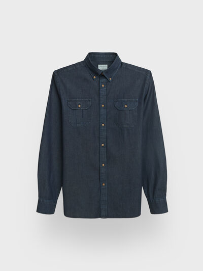 CAMISA DENIM BOLSILLOS AZUL MARINO