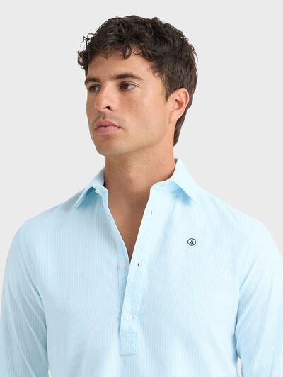 POLERA OXFORD RAYAS VERDE AGUA