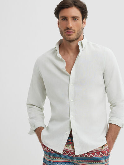 CAMISA LINO C. BOTON VERDE