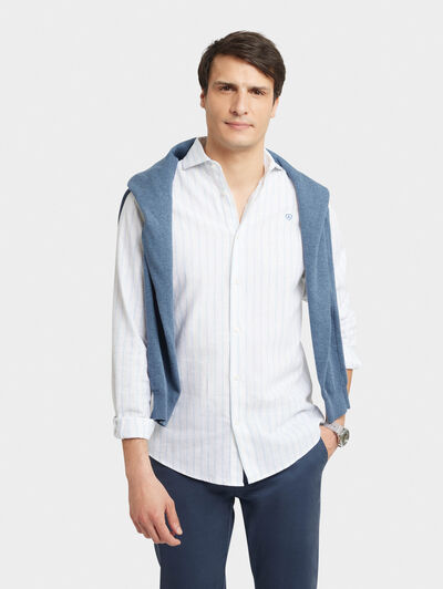 CAMISA LINO RAYAS JK CELESTE