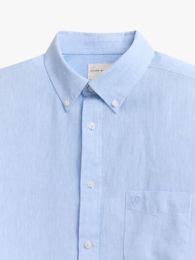 CAMISA LINO BOLSILLO AZUL