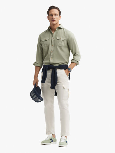 CAMISA PANAMA BOLSILLOS VERDE
